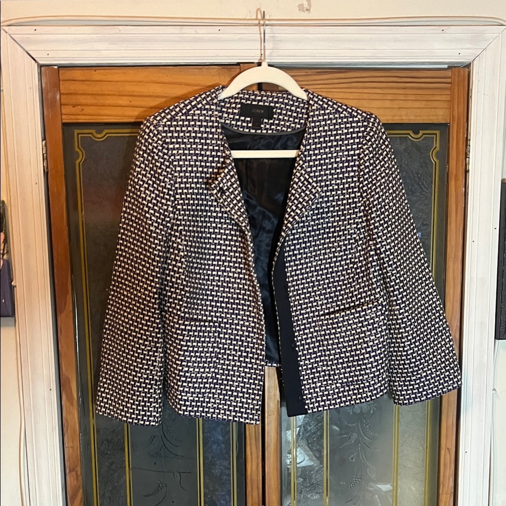 J. Crew Women's Black, Blue and White Checkered Jacket